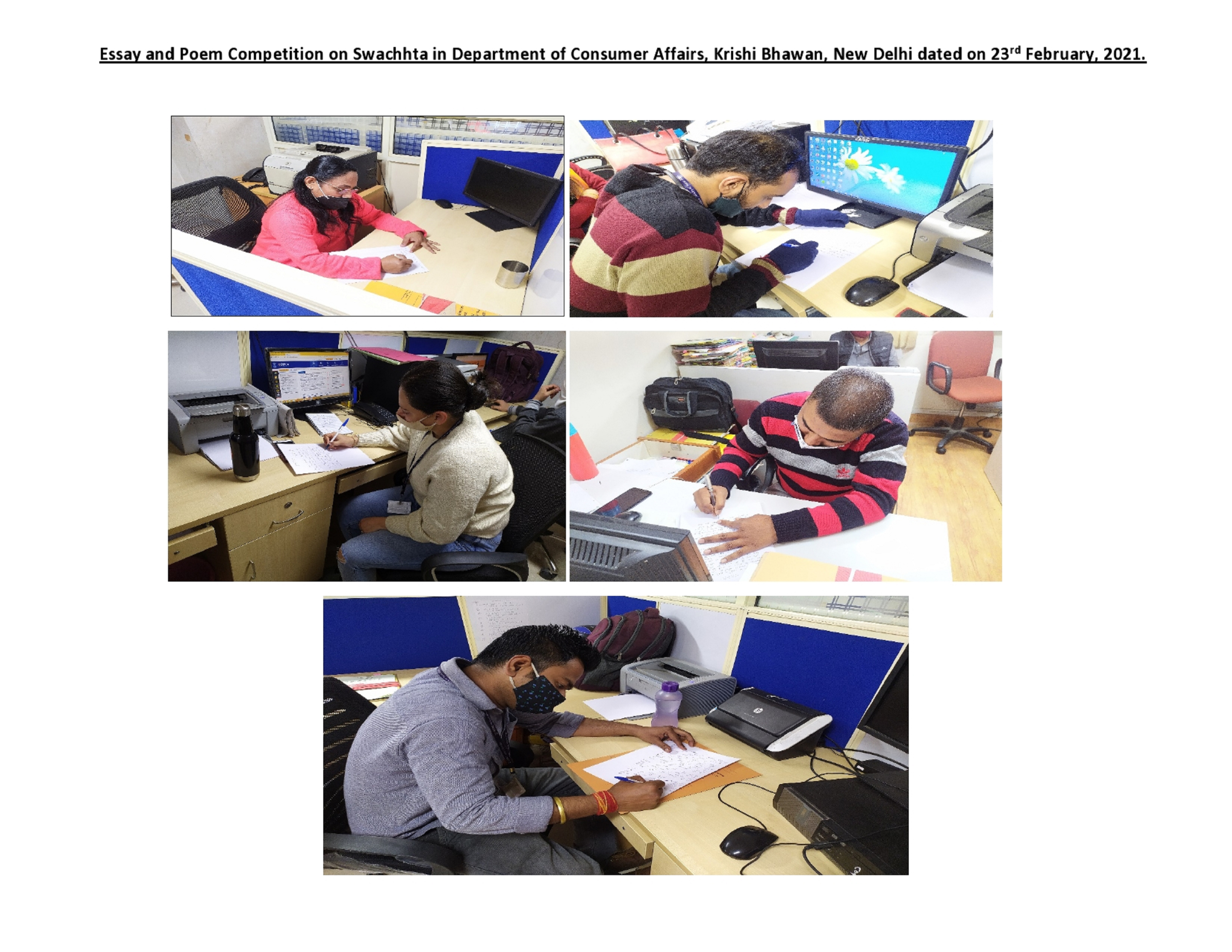 Essay and Poem Competition on Swachh Bharat in the Department on 23.02.2021